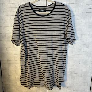 Pacsun women’s T-shirt, striped gray black casual normcore electric grandpa